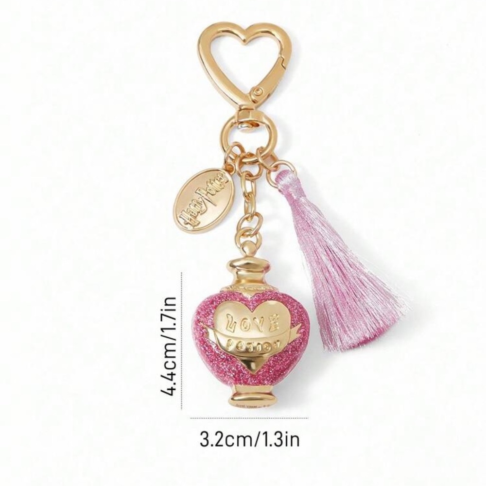 HARRY POTTER Fashionable Zinc Alloy Love Potion Heart Tassel Keychain Bag Charm - Picture 3 of 4